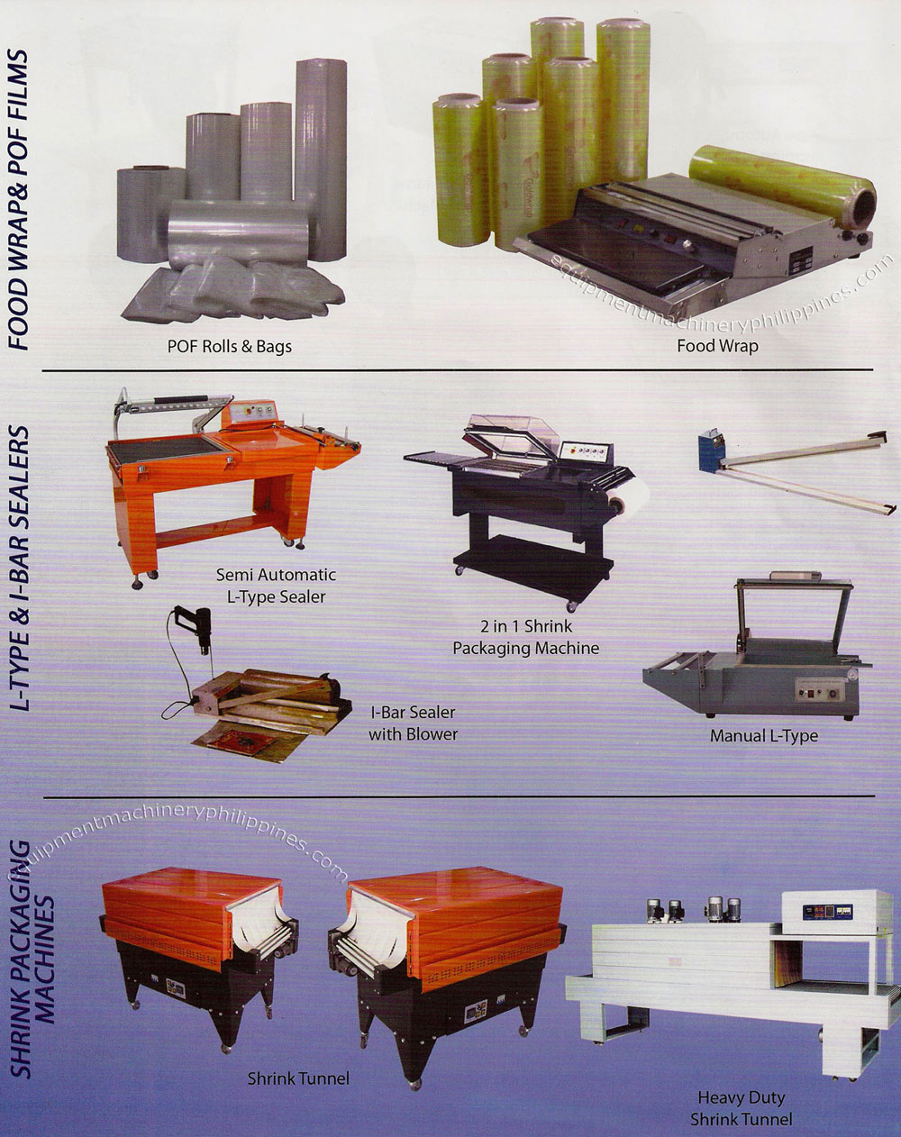 Food Wraps and POF Films, L Type and I Bar Sealers, Shrink Packaging Machines Philippines