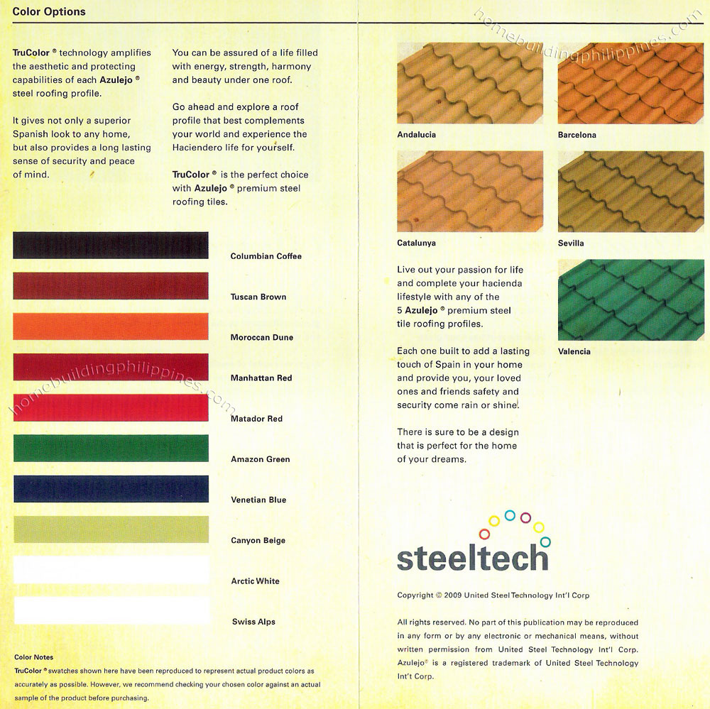 steeltech azulejo color options