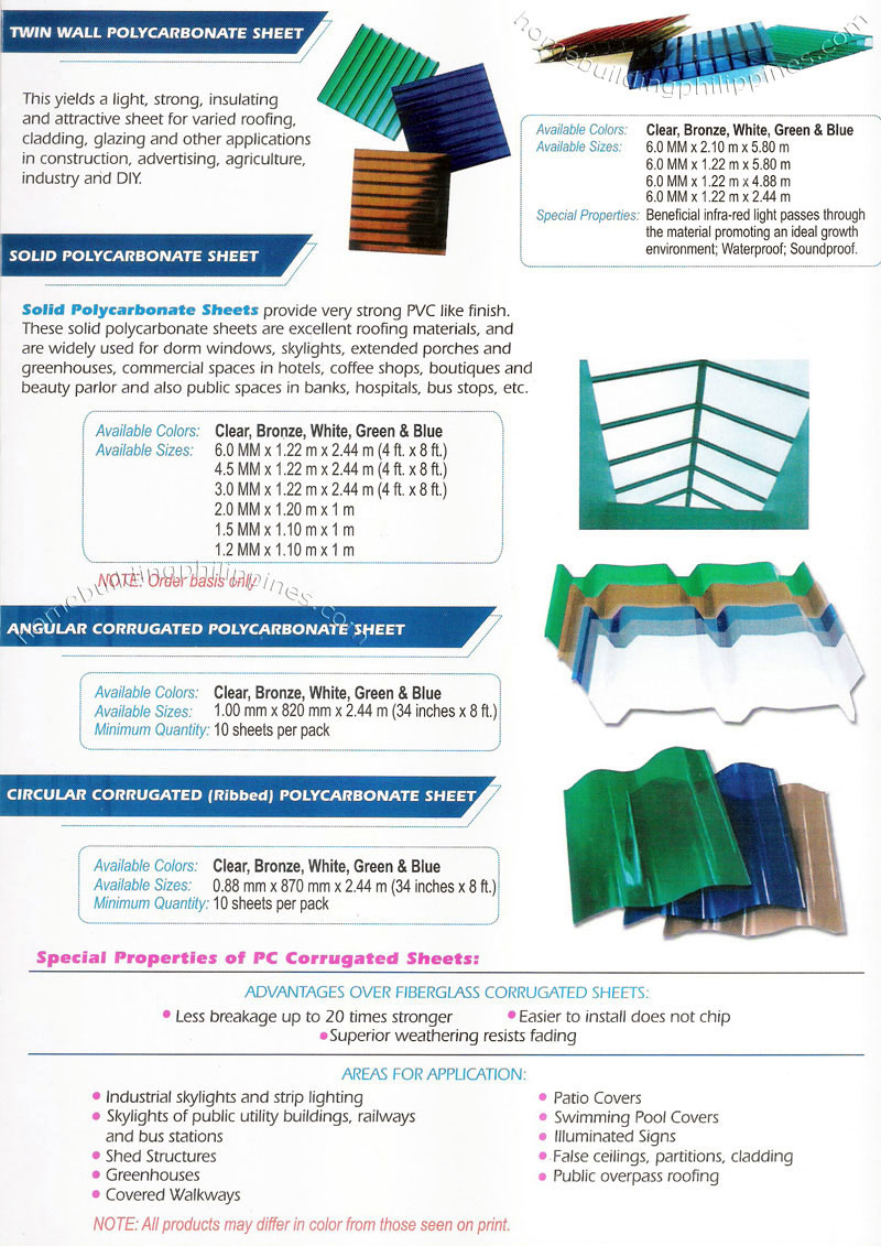 Sunshield UV Protected Polycarbonate Sheets