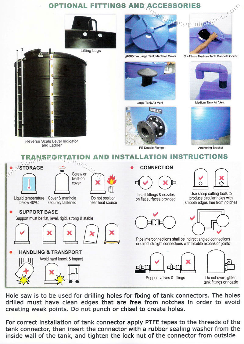 polystor polyethylene tank commercial industrial water storage fittings transportation installation