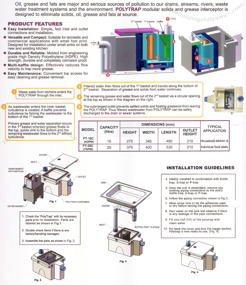 polytrap solids and grease interceptor product features installation guidelines