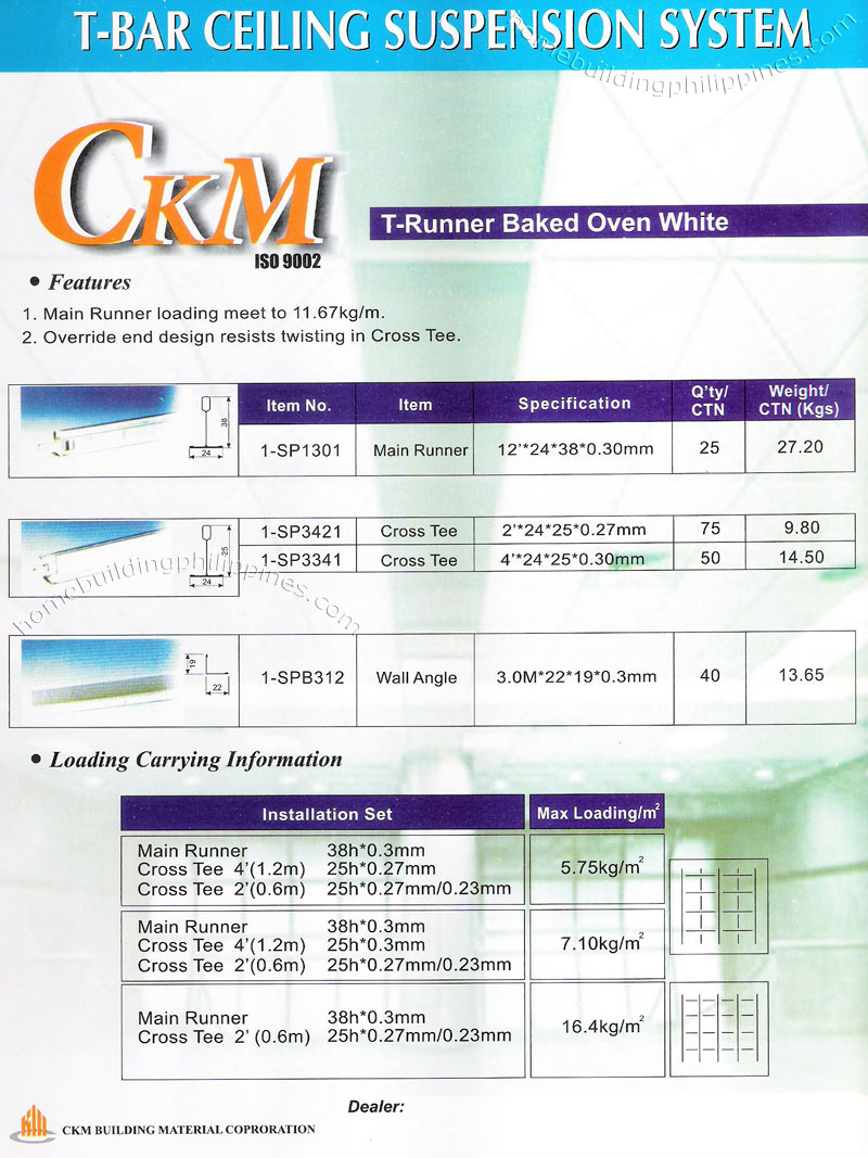 ckm t bar ceiling suspension system