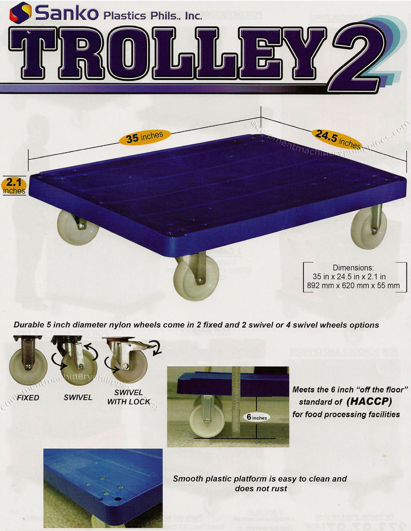 Heavy Duty Plastic Trolley with Wheels