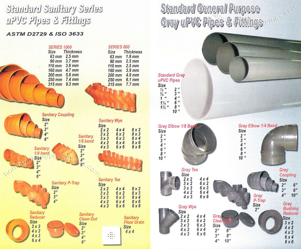Standard Sanitary Series uPVC Pipes and Fittings Standard General Purpose Gray uPVC Pipes and Fittings