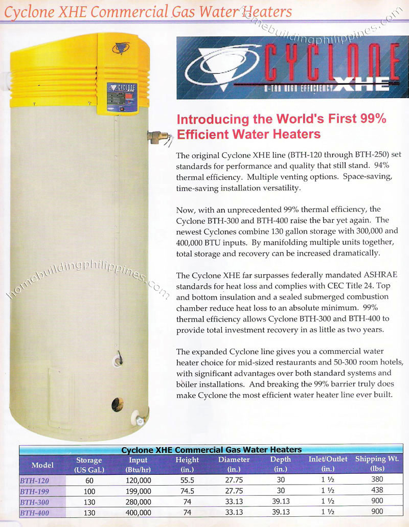 commercial gas water heaters cyclone xhe