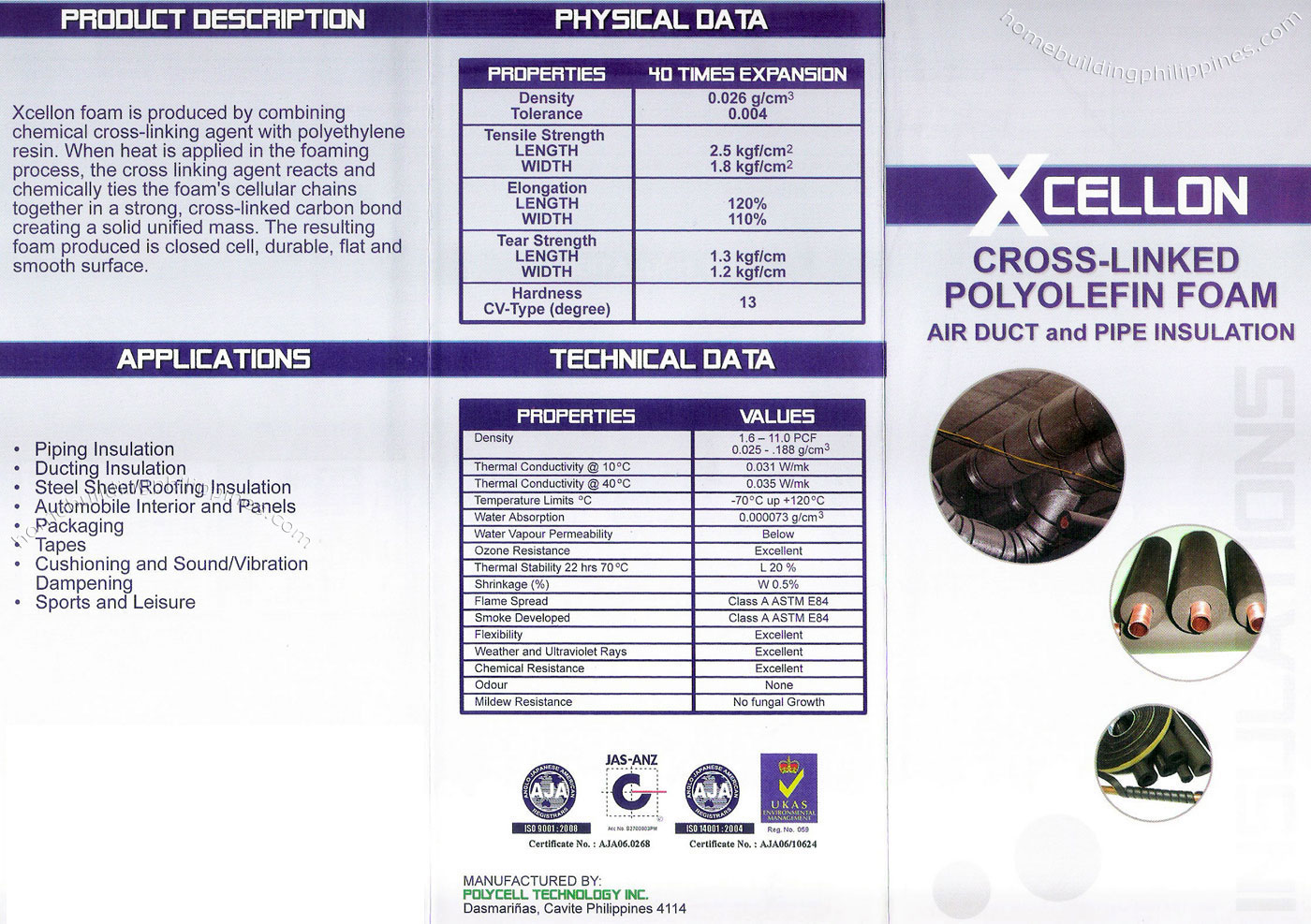 Xcellon Product Description Applications Physical Data Technical Data