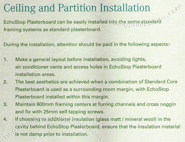 echostop plasterboard ceiling partition installation standard framing system layout insulation material