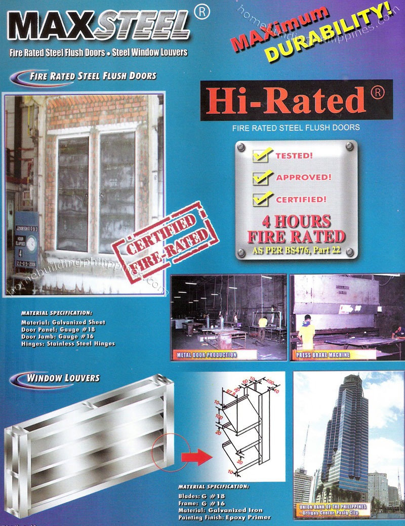 maxsteel fire rated steel flush door steel window louver