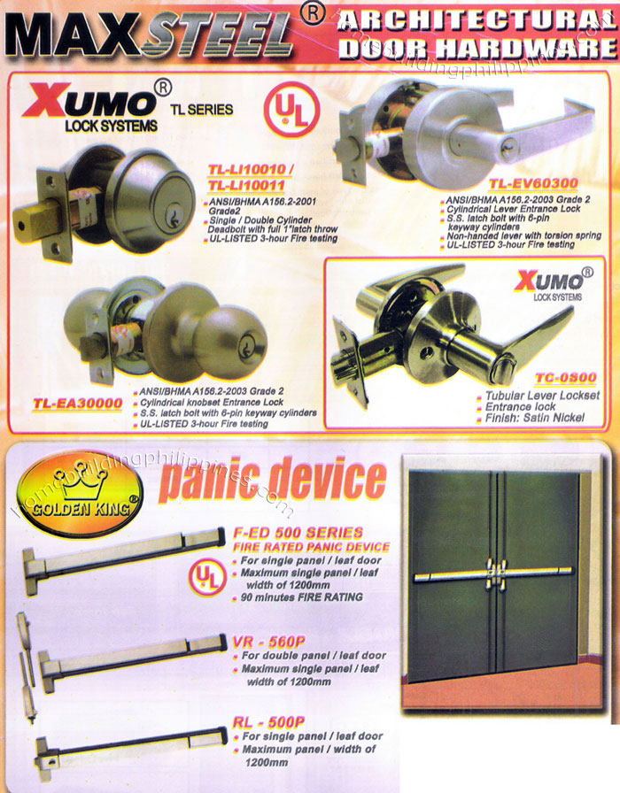Architectural Door Hardware, Lock Systems, Panic Device Philippines