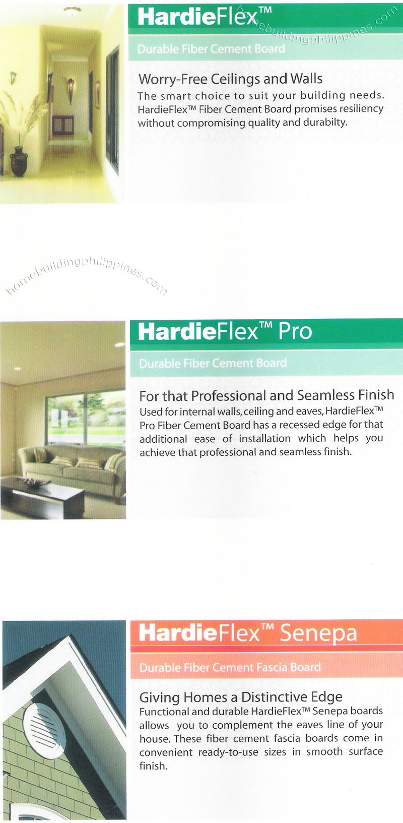 HardieFlex, HardieFlex Pro, HardieFlex Senepa