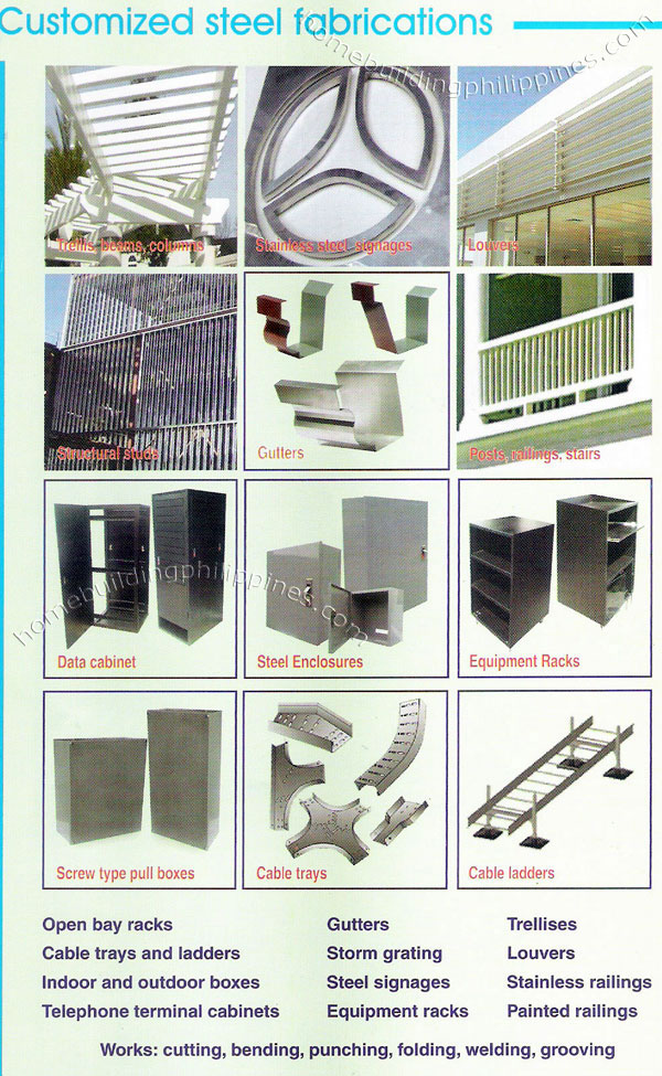 Customized Steel Fabrication Trellis Louvers Structural Studs Gutters Railings Enclosures Equipment Racks Cable Trays Ladders Grating
