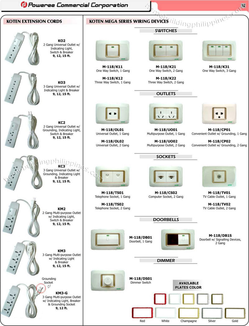 Extension Cords, Switches, Sockets