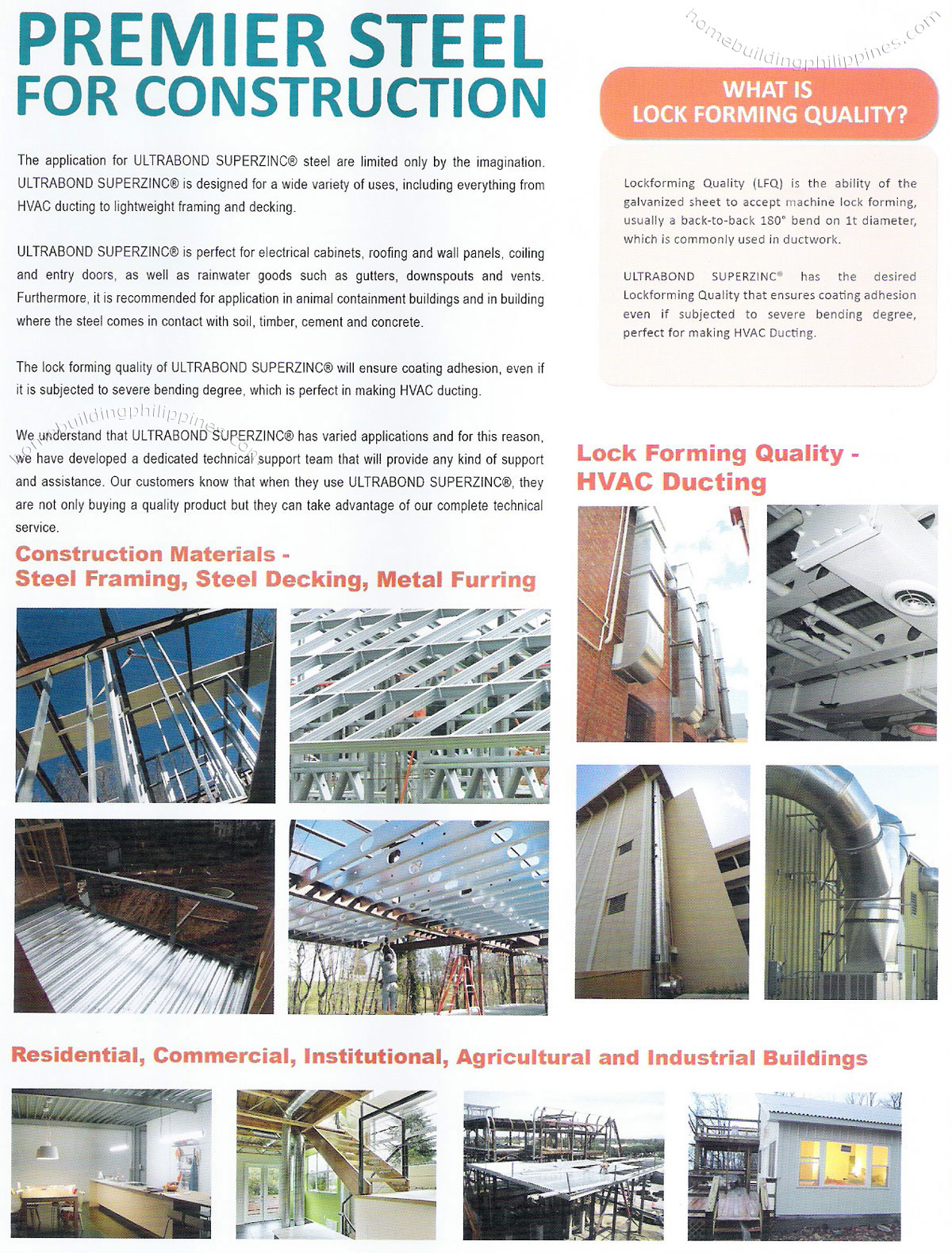 ultrabond steel construction applications hvac ducting lightweight framing decking furring