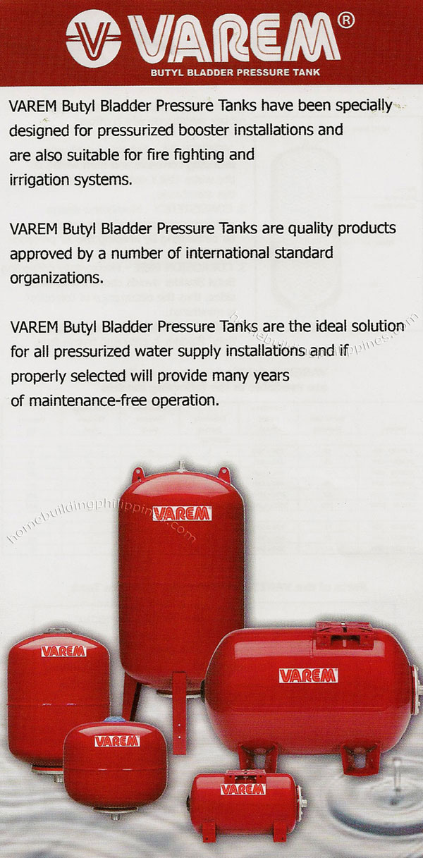 Varem Butyl Bladder Pressure Tank