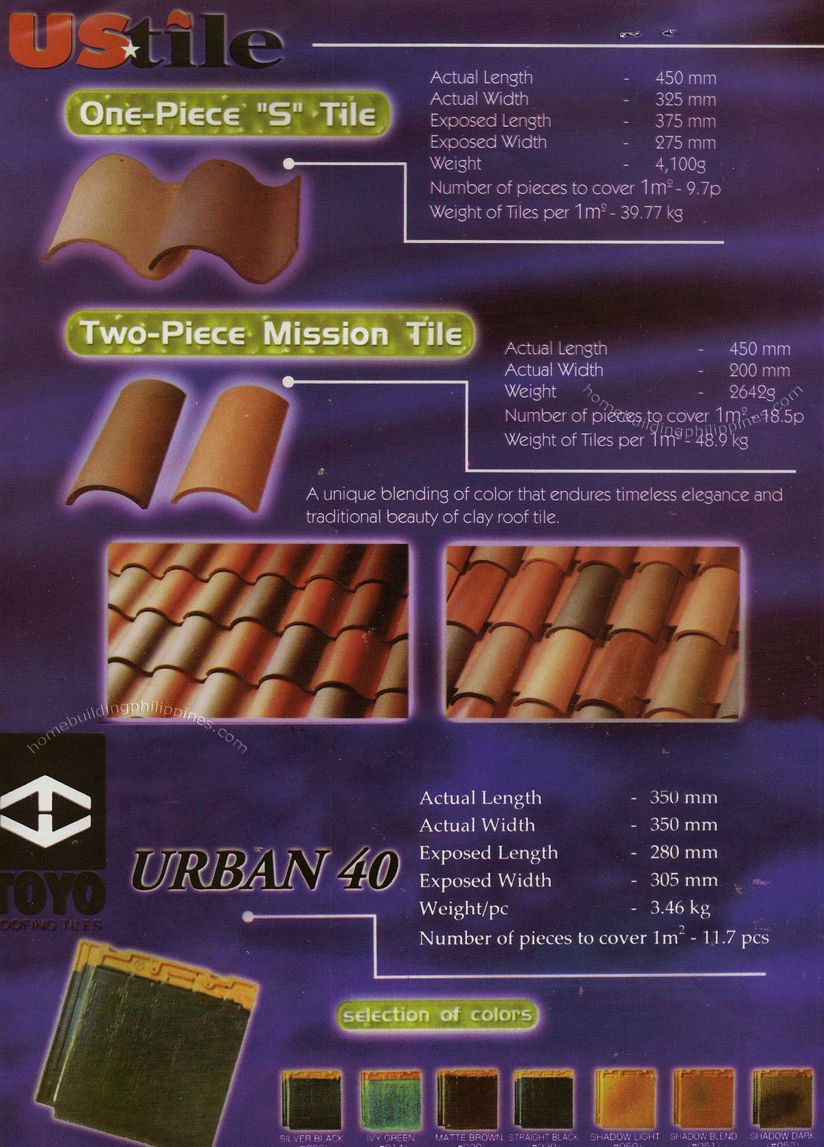 USTile Roof Tile; Toyo Roof Tile