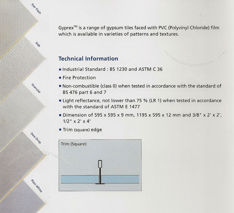 Gyprex Gypsum Tiles Faced with PVC Film