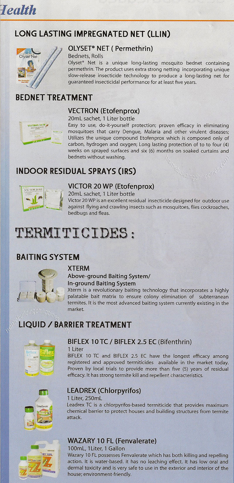 Termiticides: Baiting System; Barrier Treatment