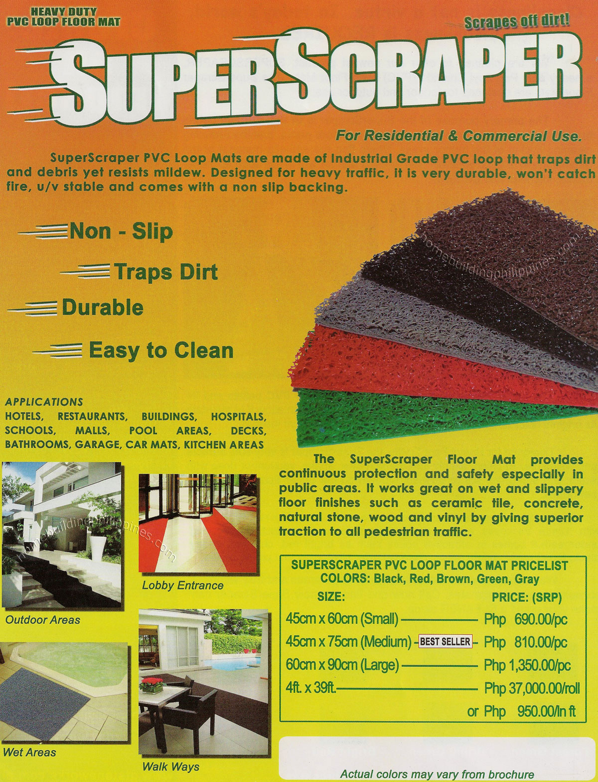 SuperScraper Heavy-Duty PVC Loop Floor Mat