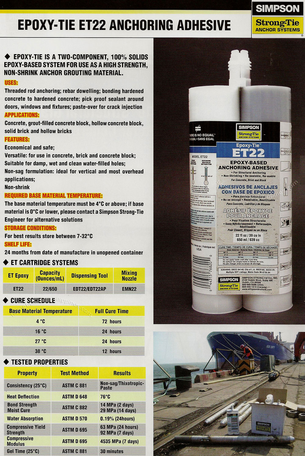 Simpson Epoxy-Tie ET22 Anchoring Adhesive