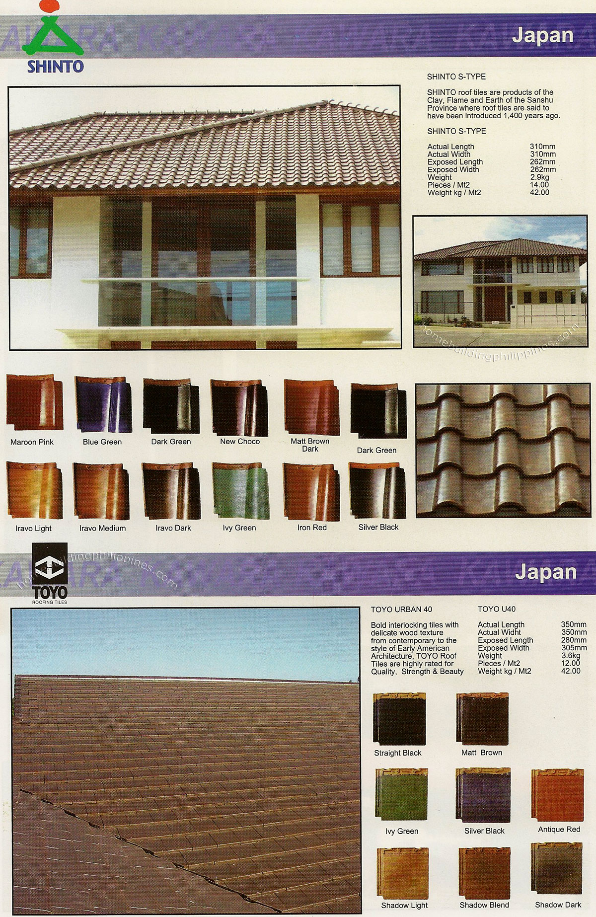 Shinto Clay Roof Tiles; Toyo Interlocking Roof Tiles