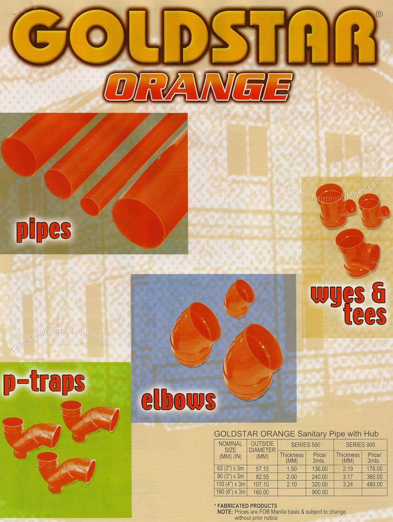 Goldstar Orange Sanitary Pipes with Hub