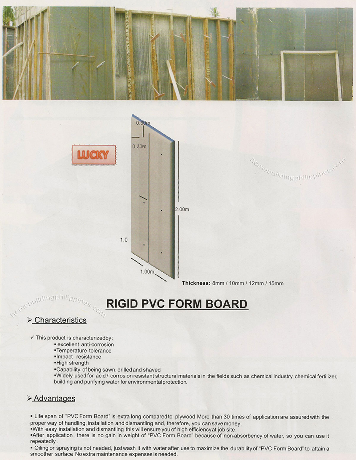 Rigid PVC Form Board Characteristics