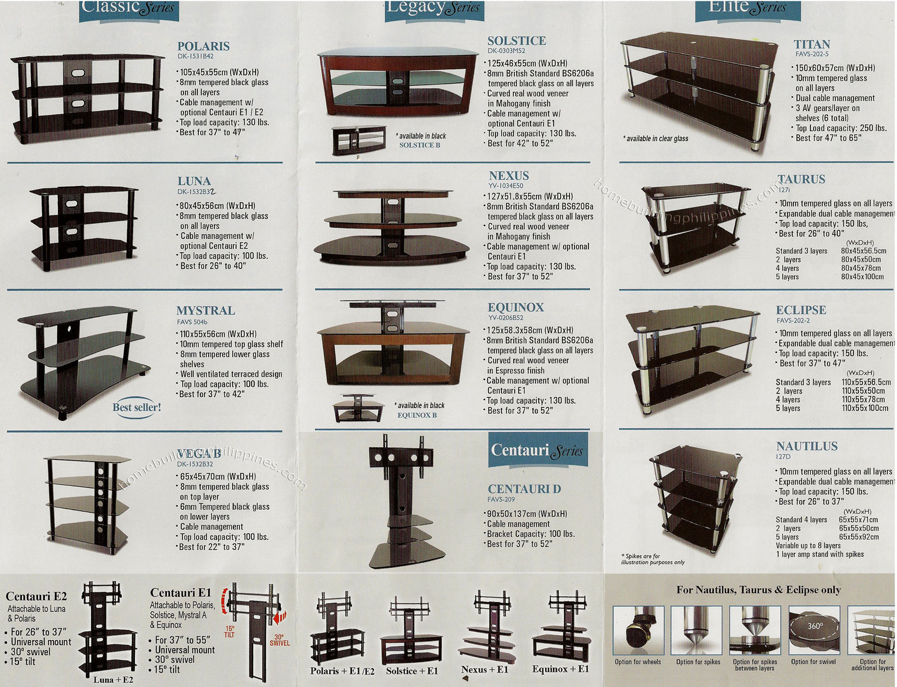 Sabre Audio/Video Stands, Racks and Accessories