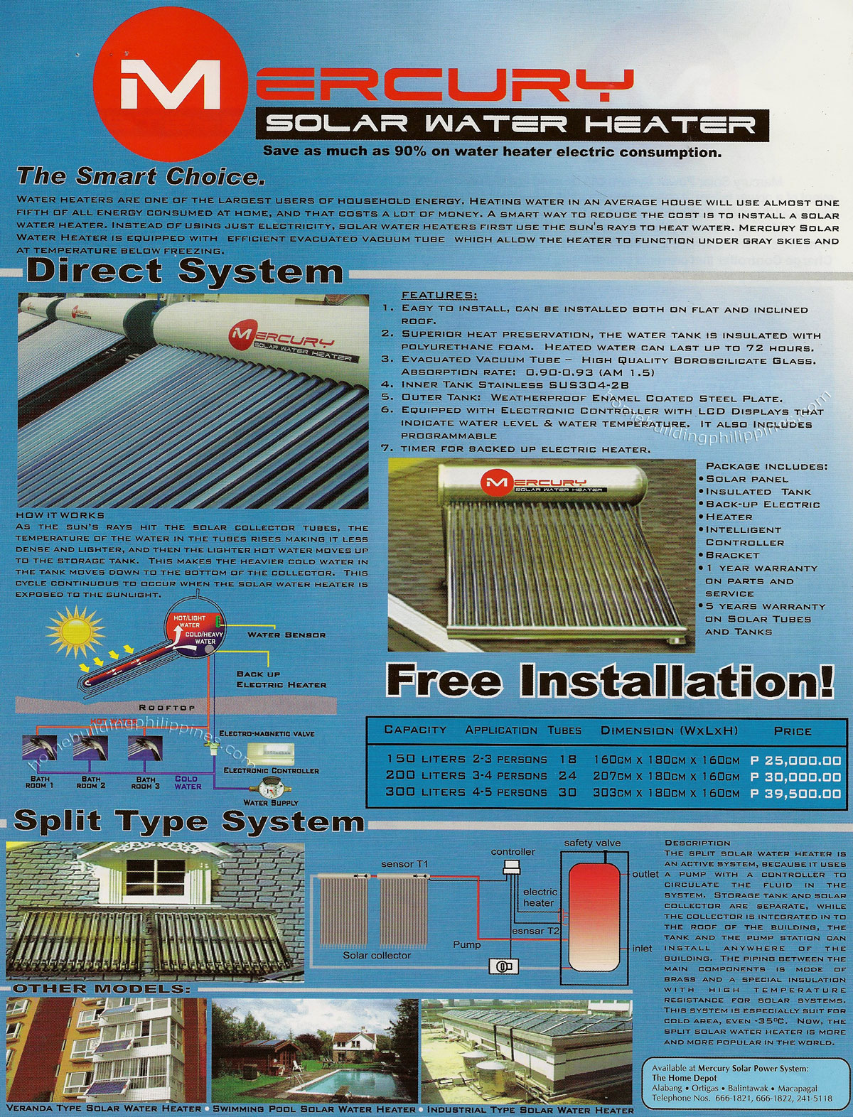 Mercury Solar Water Heater