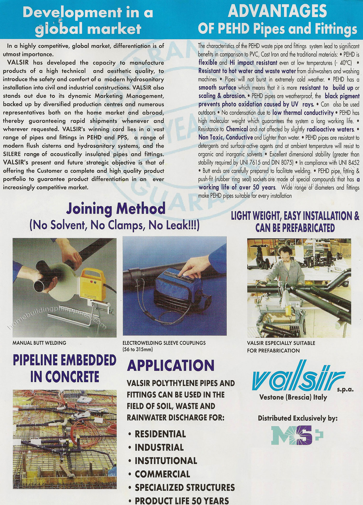 Valsir PEHD Drainage and Sanitary Piping System