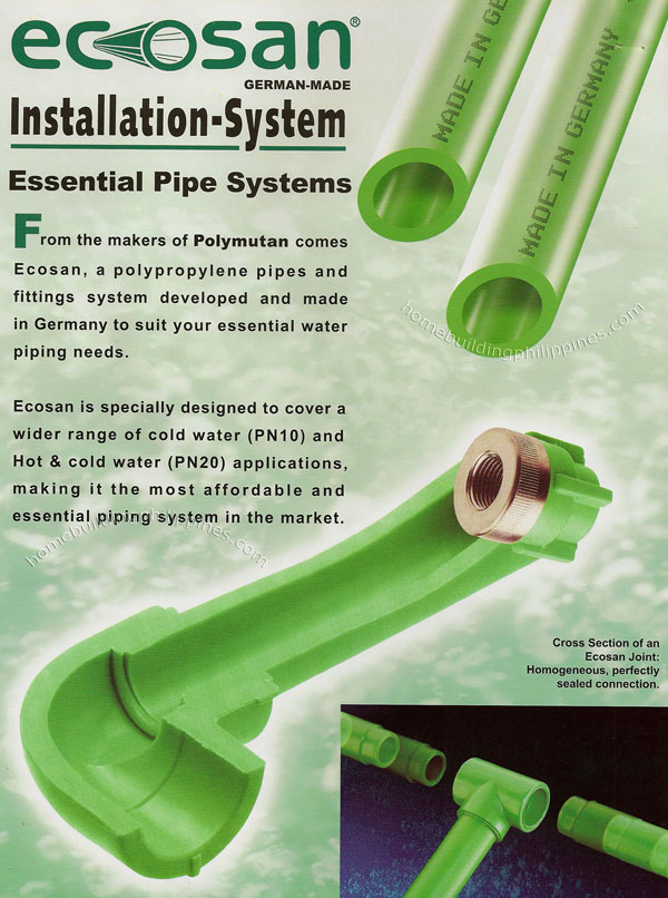 Ecosan Hot and Cold Water Pipe System