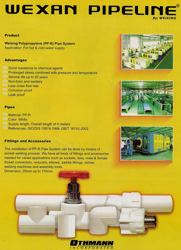Wexan Weixing Polypropylene Pipe System for Hot and Cold Water Supply