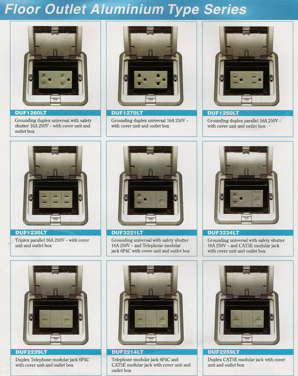 Panasonic Floor Outlet Aluminum Type Series