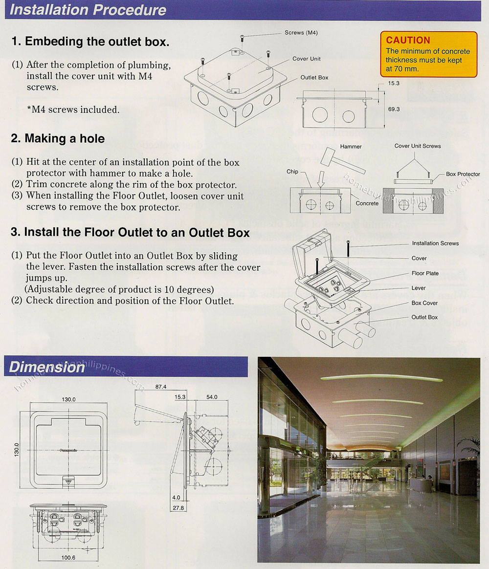 Panasonic Floor Outlet Aluminum Type Installation