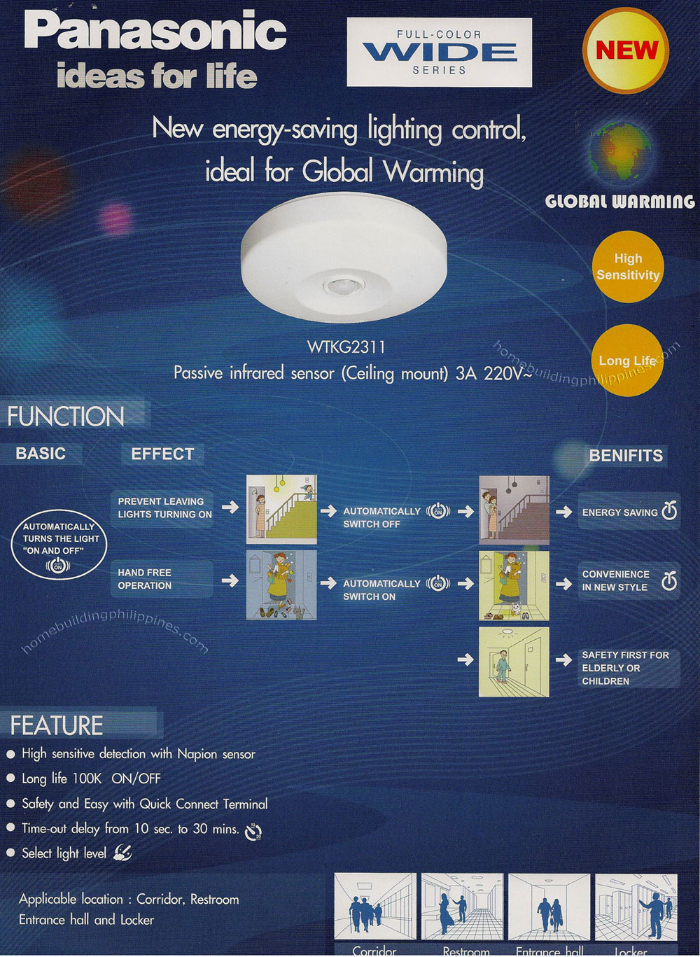 Panasonic Energy Saving Lighting Control Device - Automatic Switch ON ...