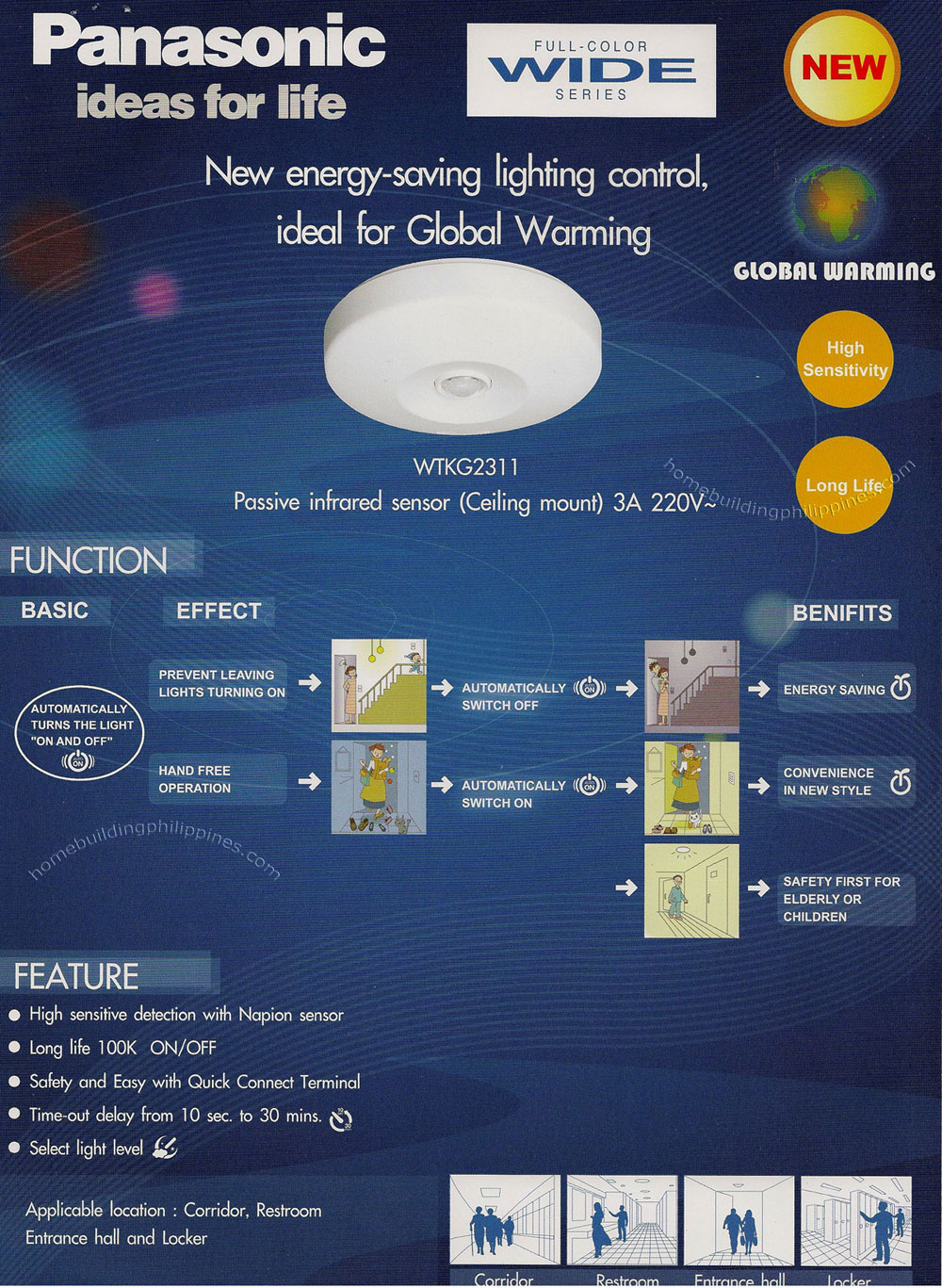 Panasonic Energy Saving Lighting Control Device - Automatic Switch ON / Switch OFF