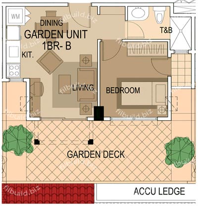 One-bedroom garden unit