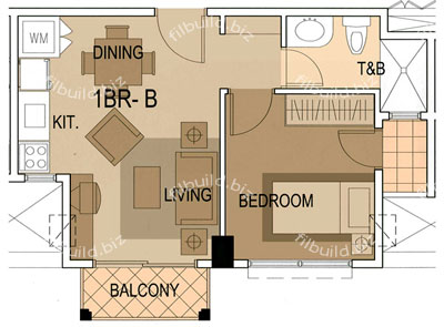 Typical one-bedroom unit
