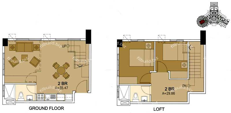 Bi-level two-bedroom