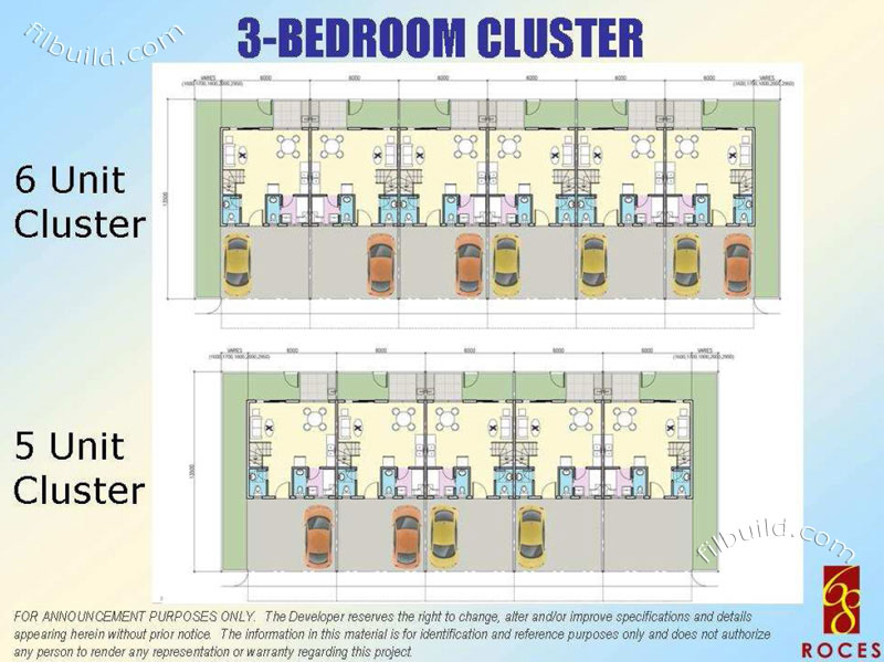 real estate home lot sale at 3-bedroom cluster floor plan